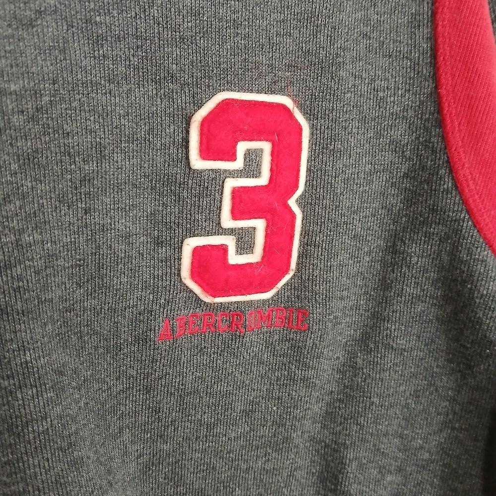 Abercrombie & Fitch Red Gray Crewneck Sweatshirt Preppy Academia Varsity Logo 3 - Picture 3 of 7